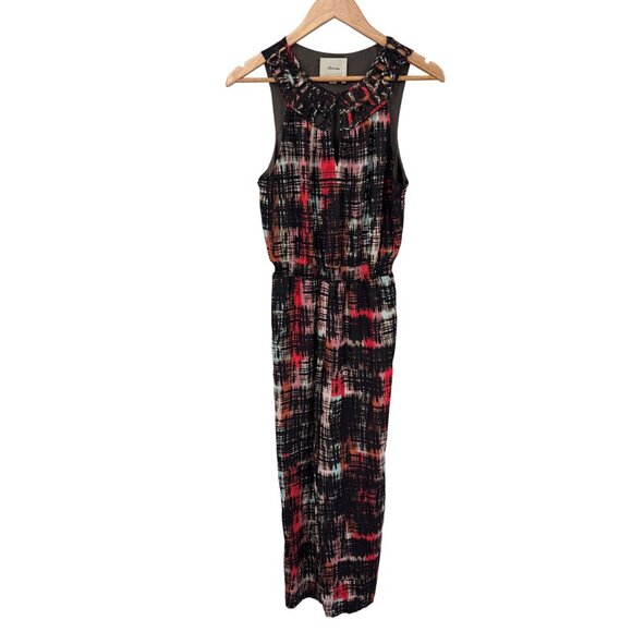 Elevenses FAB! Jumpsuit Womens Small Black Brushstroke Print Polyester Pockets - Picture 1 of 10